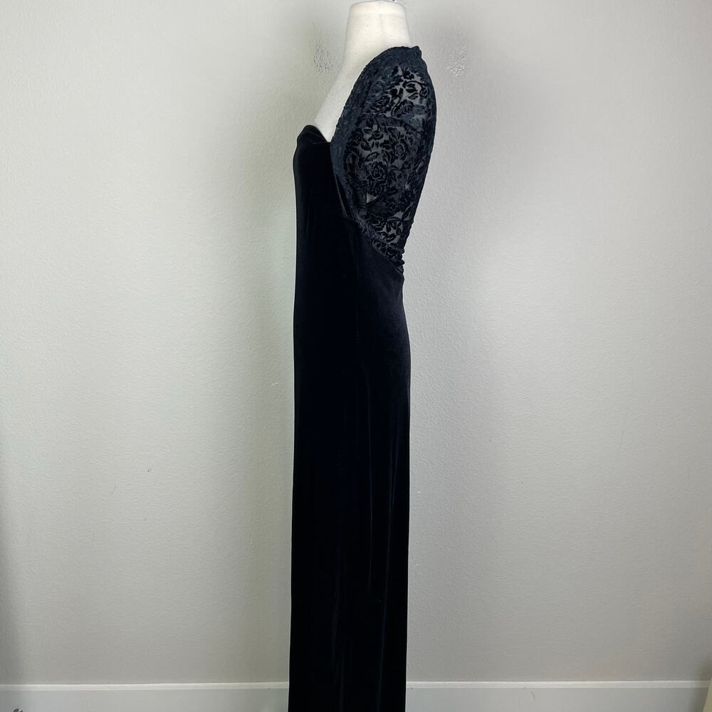 Vintage Black Velvet Y2K 90s My Michelle   Whimsigoth Maxi Dress Medium - Picture 4 of 9